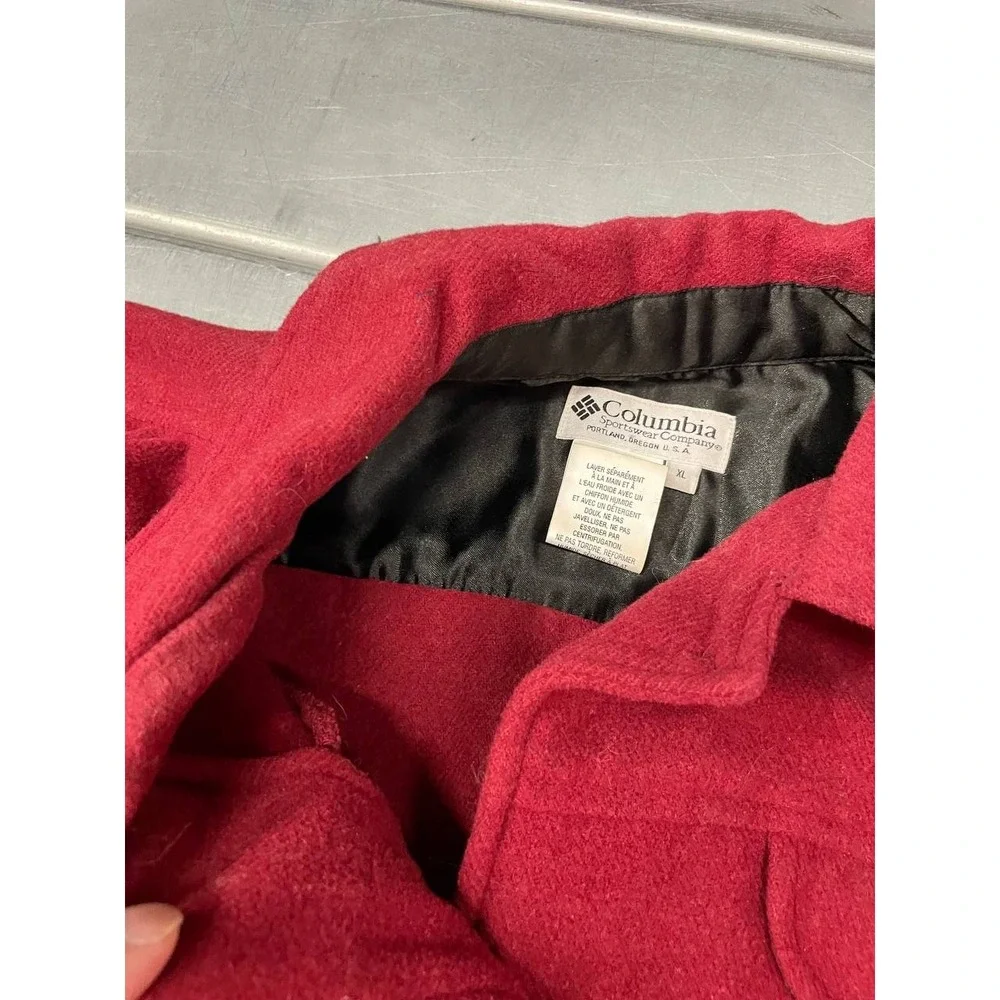 Vintage Columbia Button Up Jacket Womens XL Red Wool Blend Lined‎